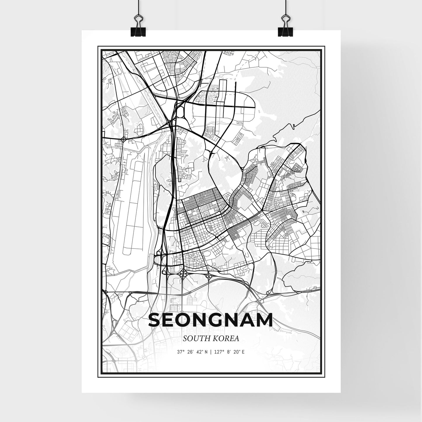 Seongnam South Korea - Premium City Map Poster