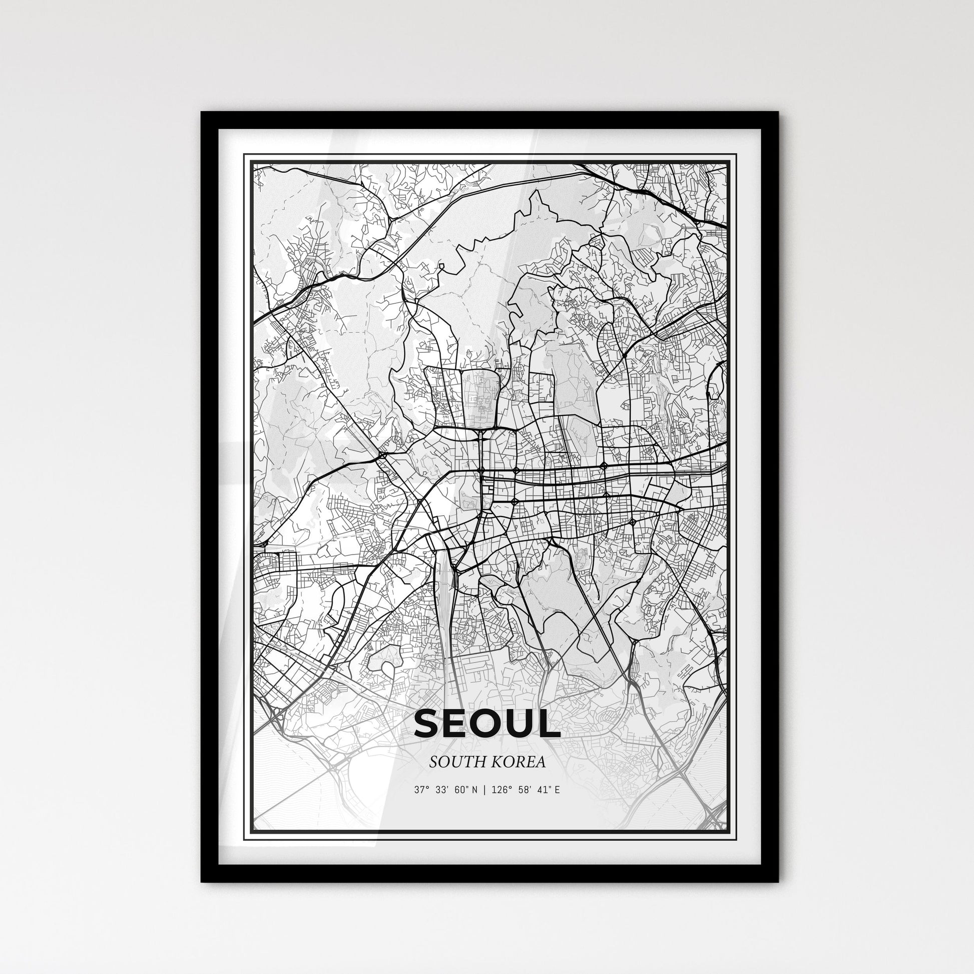 Seoul South Korea - Scandinavian Style City Map for Modern Home Decor