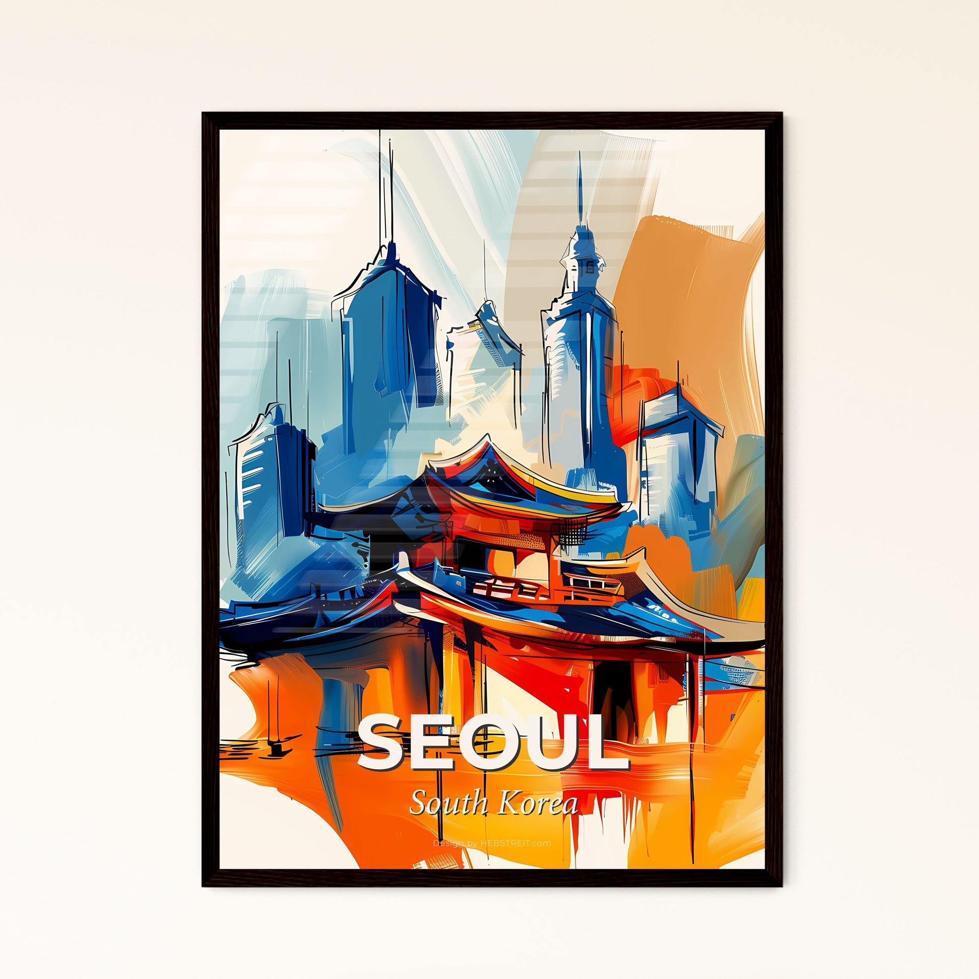 Vibrant Seoul, South Korea - A Painting Of A City