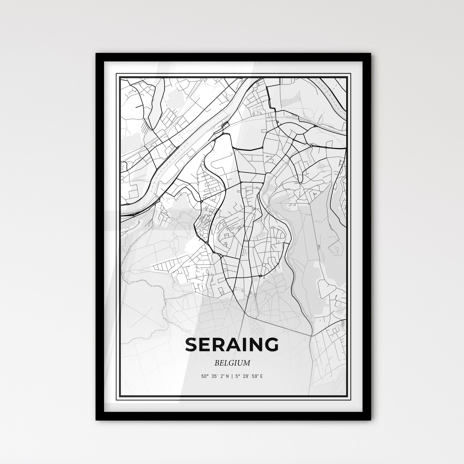 Seraing Belgium - Scandinavian Style City Map for Modern Home Decor