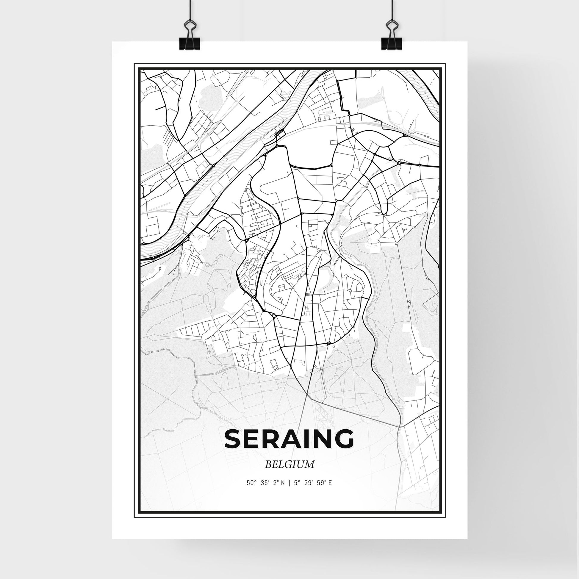 Seraing Belgium - Premium City Map Poster