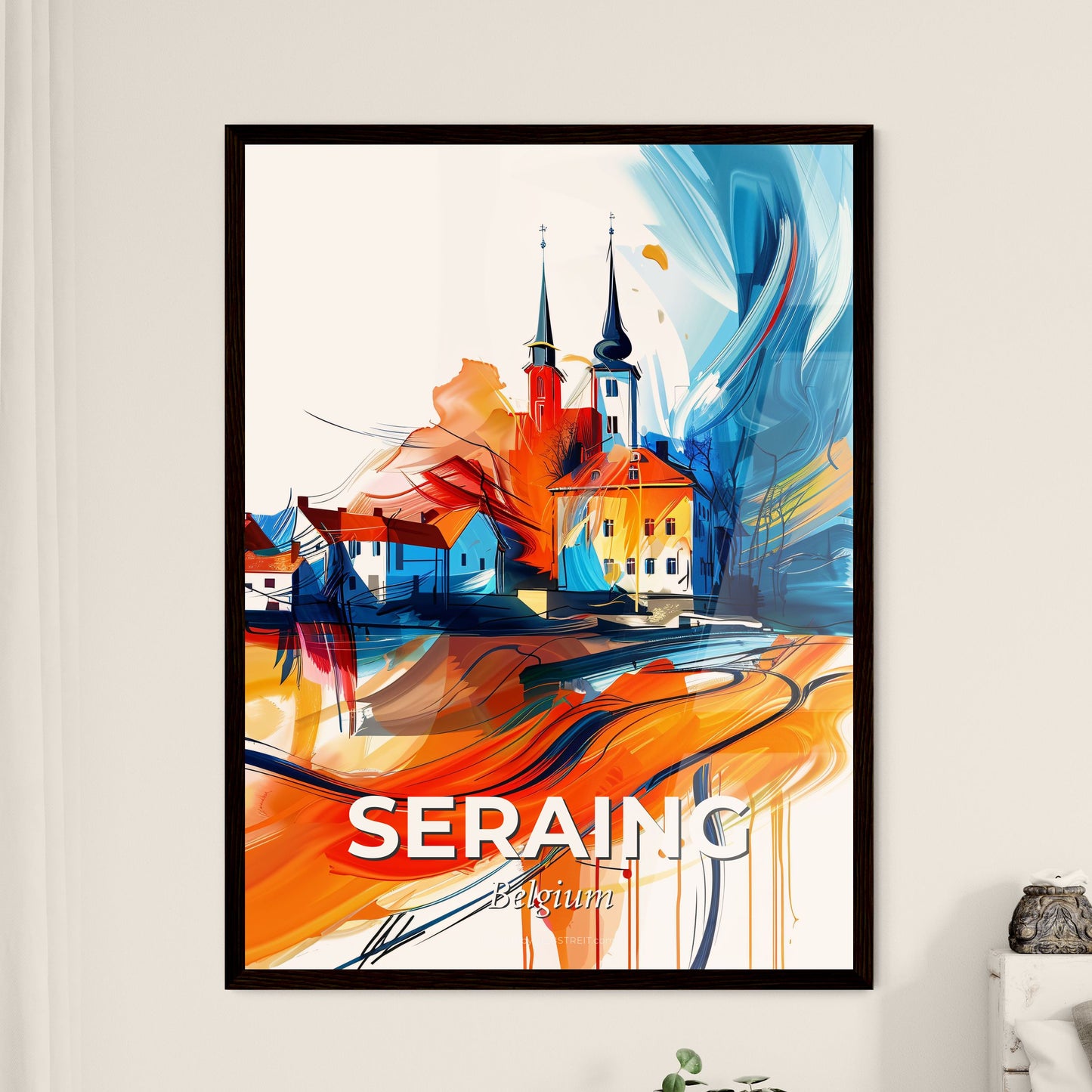 Vibrant Seraing, Belgium - A Painting Of A Town