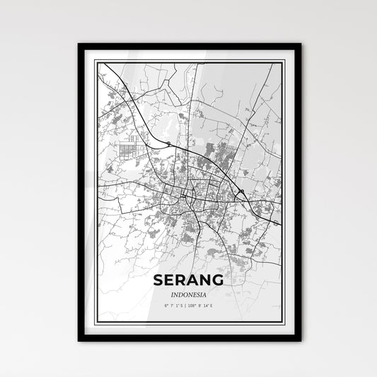 Serang Indonesia - Scandinavian Style City Map for Modern Home Decor