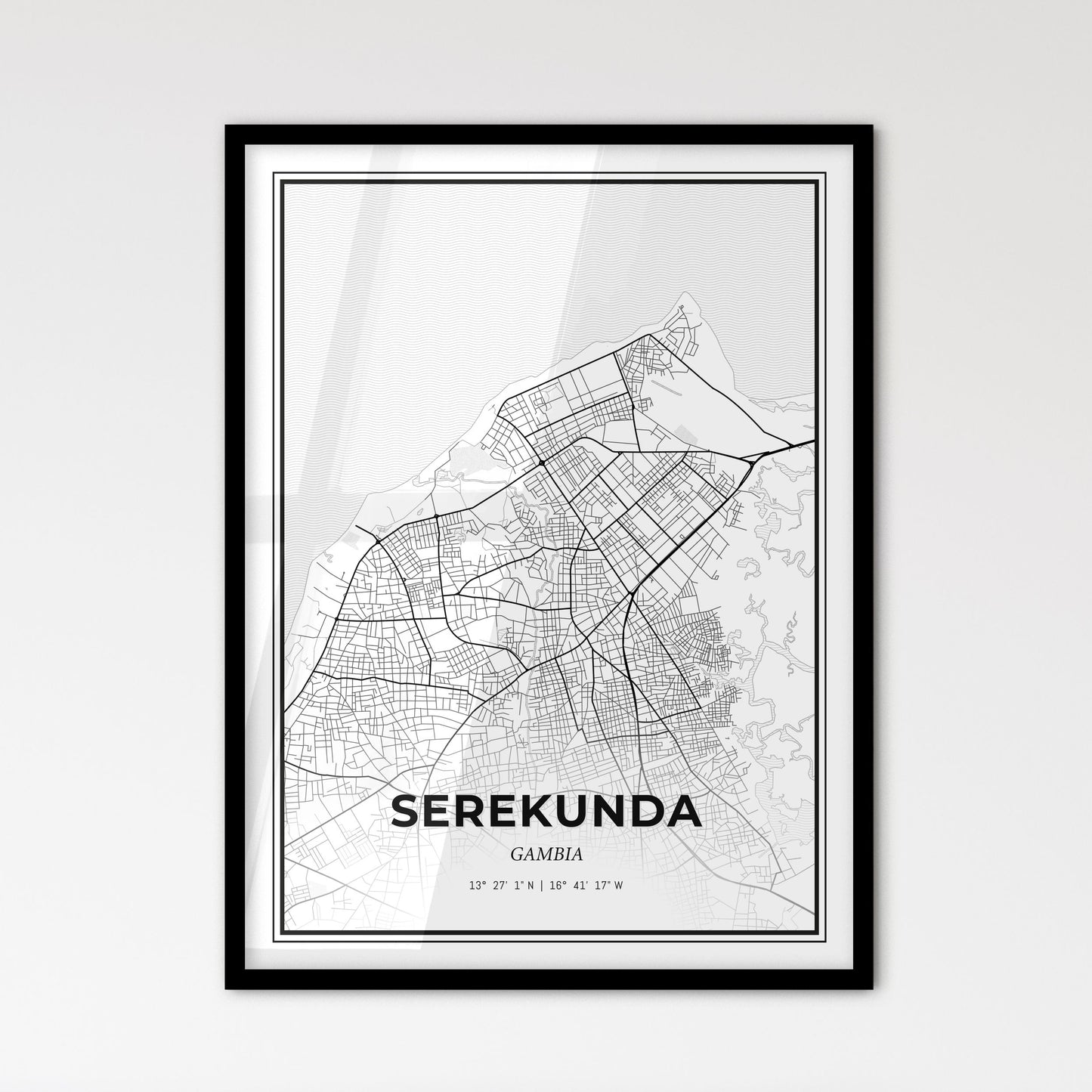 Serekunda Gambia - Scandinavian Style City Map for Modern Home Decor