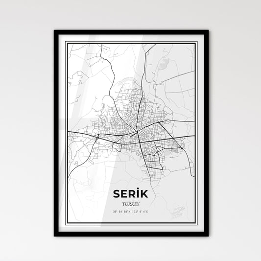 Serik Turkey - Scandinavian Style City Map for Modern Home Decor