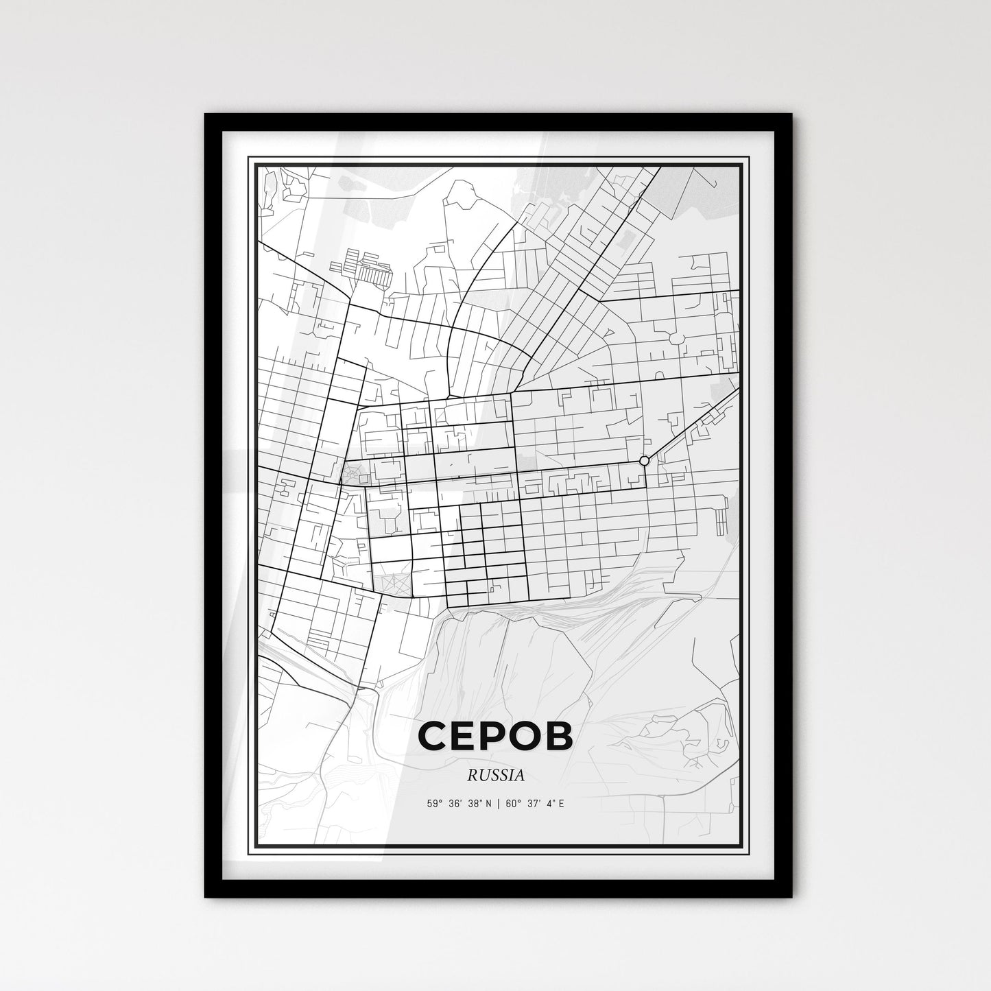 Serov Russia - Scandinavian Style City Map for Modern Home Decor