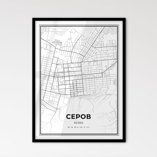 Serov Russia - Scandinavian Style City Map for Modern Home Decor