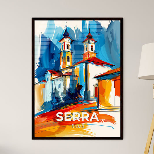 Vibrant Serra, Brazil - A Painting Of A Church