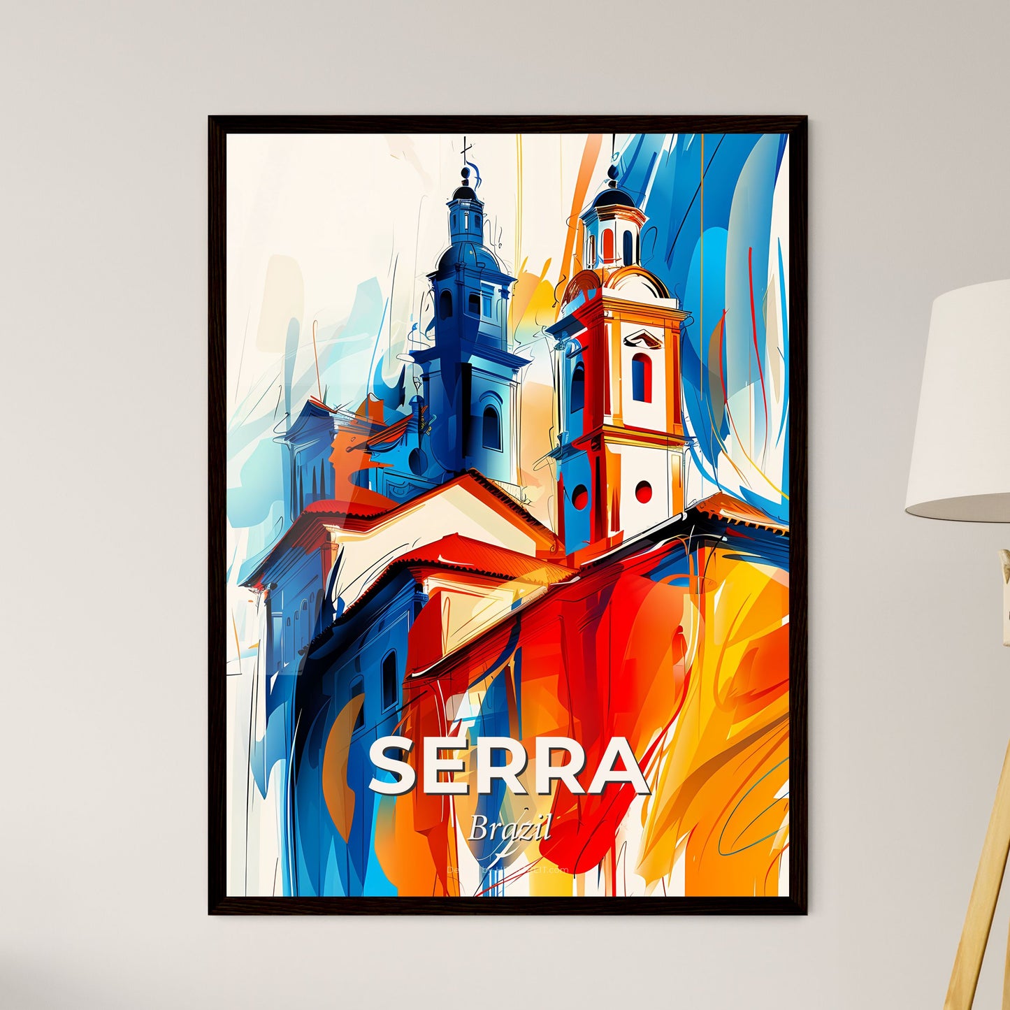 Vibrant Serra, Brazil - A Painting Of A Building With Towers