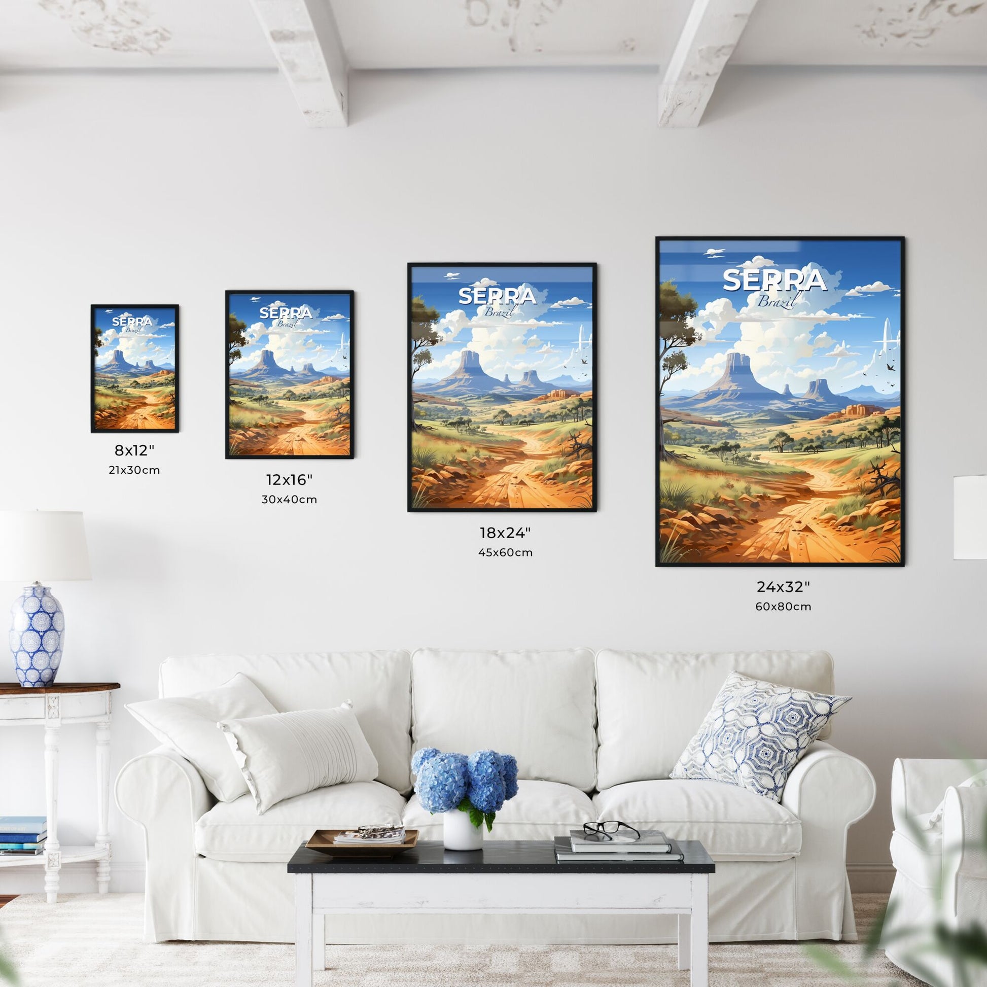 Vibrant Desert Landscape Painting Featuring Serra Brazil Skyline with Dirt Road Default Title