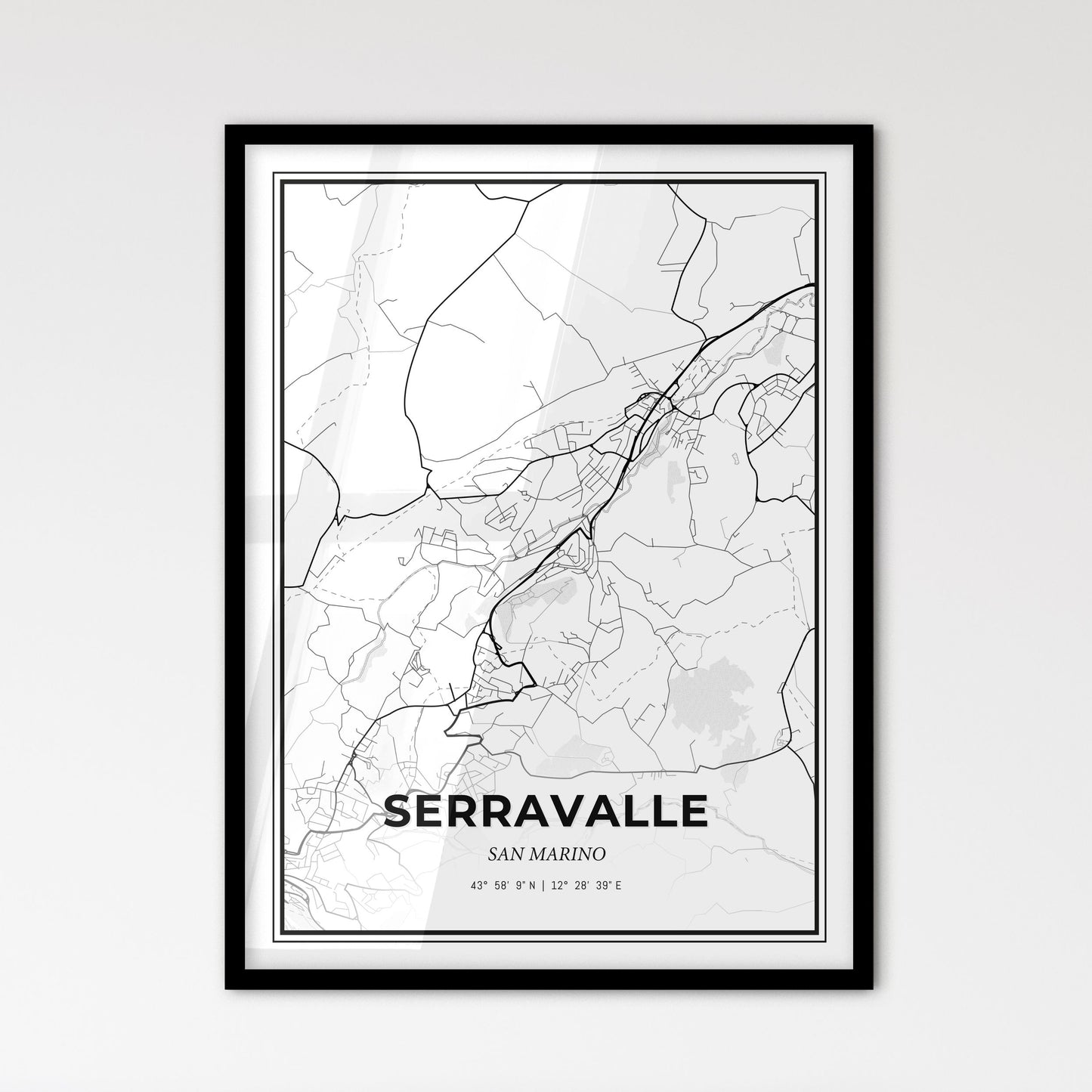 Serravalle San Marino - Scandinavian Style City Map for Modern Home Decor