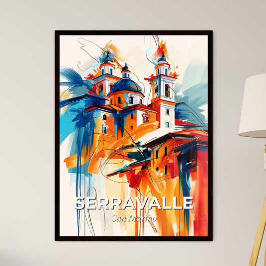 Vibrant Serravalle, San Marino - A Painting Of A Building