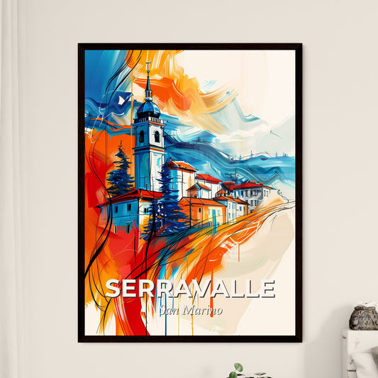 Vibrant Serravalle, San Marino - A Painting Of A Building With A Tower