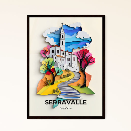 Vivid Serravalle, San Marino - a paper cut of a church and a path