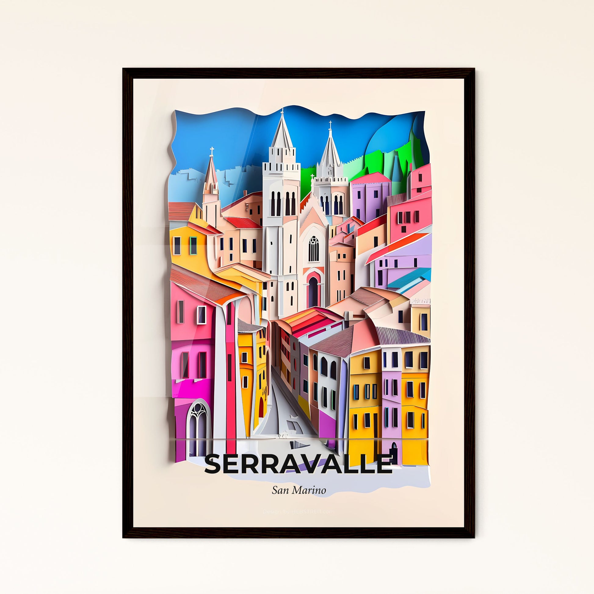 Vivid Serravalle, San Marino - a city with a clock tower