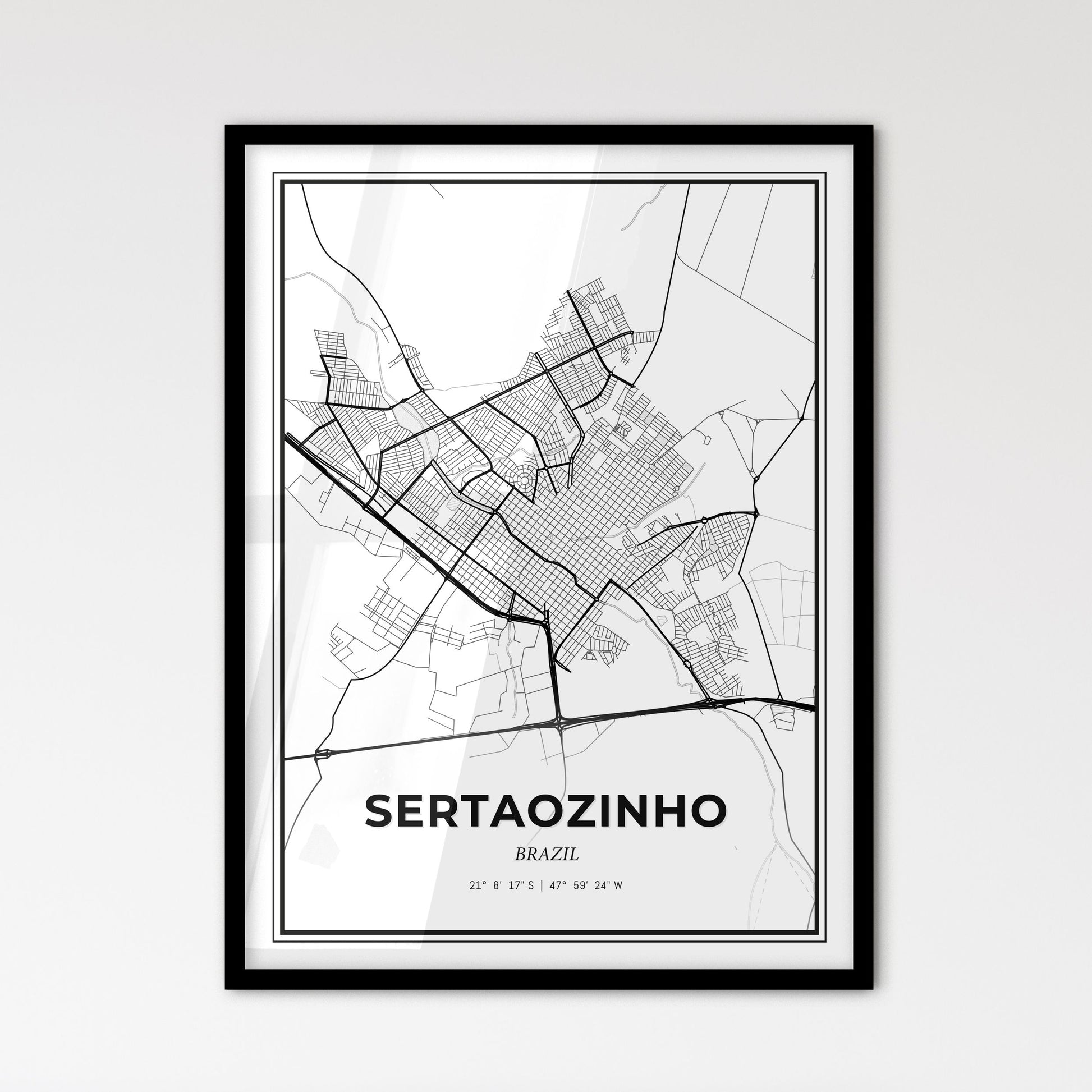 Sertaozinho Brazil - Scandinavian Style City Map for Modern Home Decor