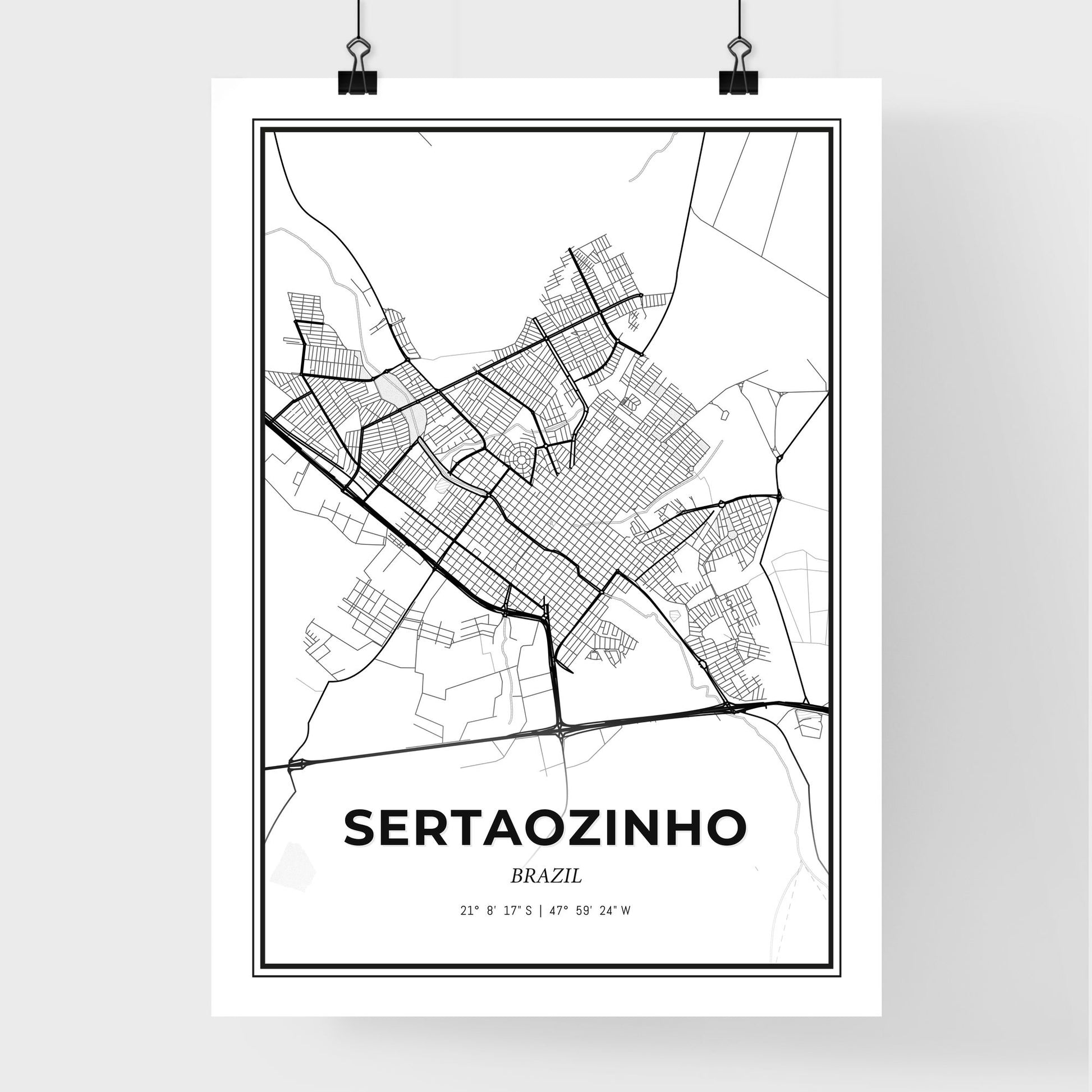 Sertaozinho Brazil - Premium City Map Poster