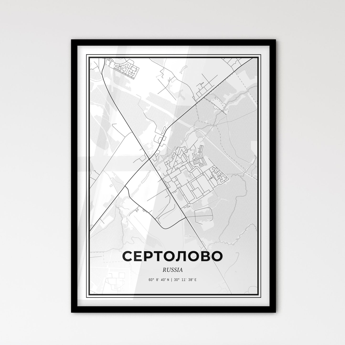 Sertolovo Russia - Scandinavian Style City Map for Modern Home Decor