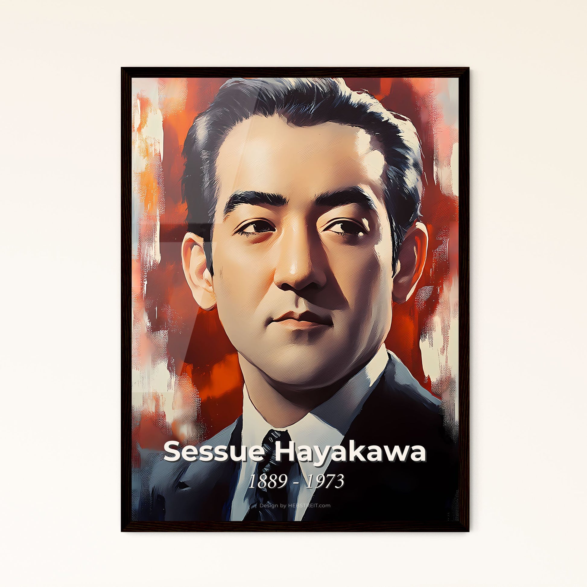 Portrait of Sessue Hayakawa, 1889 - 1973. Impressionistic painting of a man in a suit.