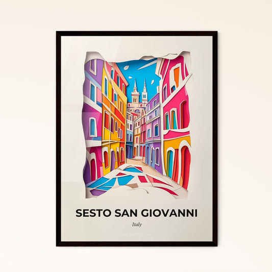 Vivid Sesto San Giovanni, Italy - a street with a clock tower in the background