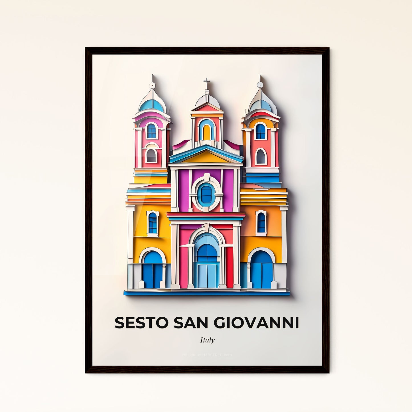 Vivid Sesto San Giovanni, Italy - a colorful church with a clock on the front