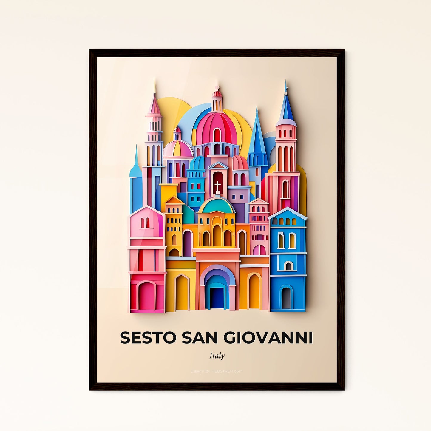 Vivid Sesto San Giovanni, Italy - a colorful city with a clock tower and a clock tower