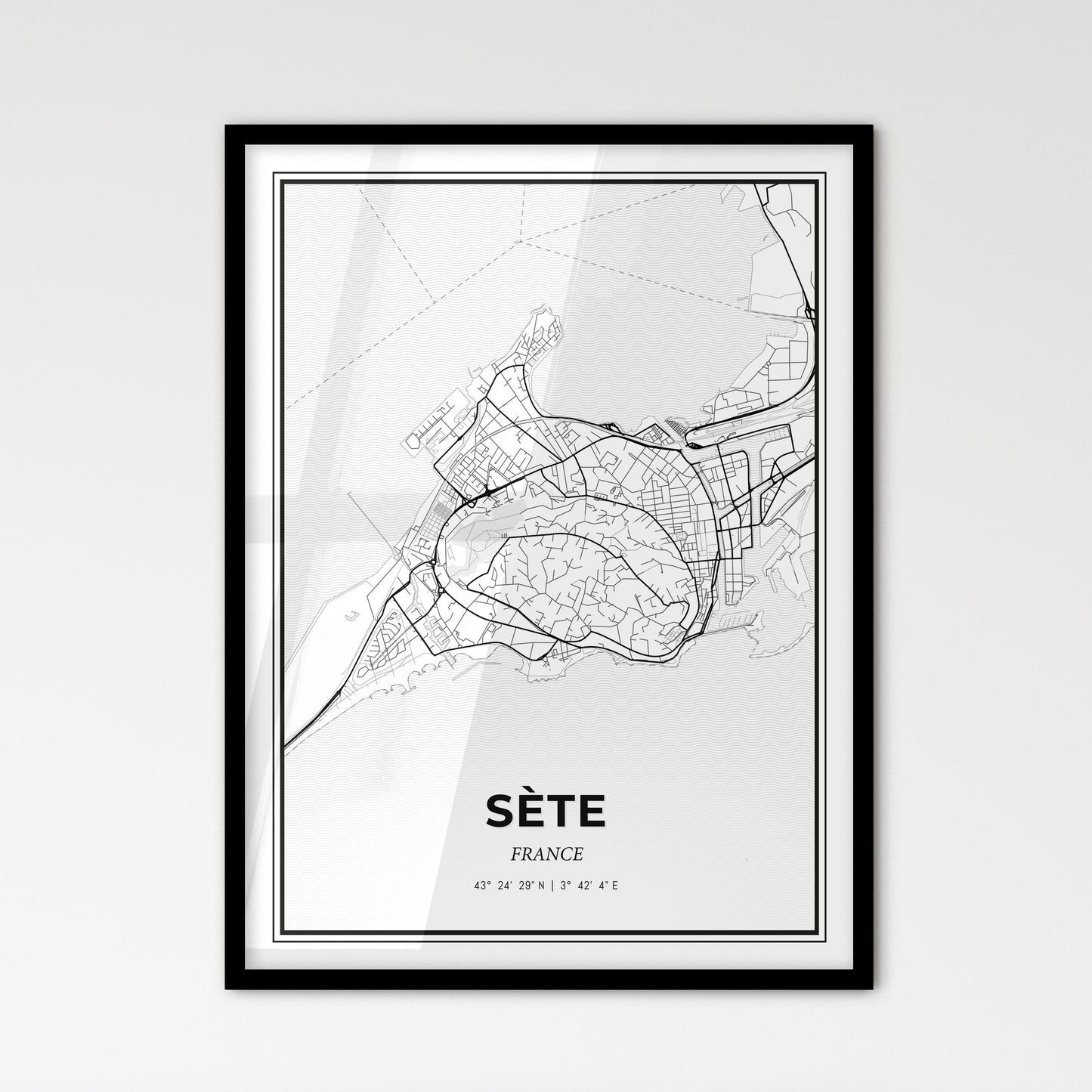 Sète France - Scandinavian Style City Map for Modern Home Decor