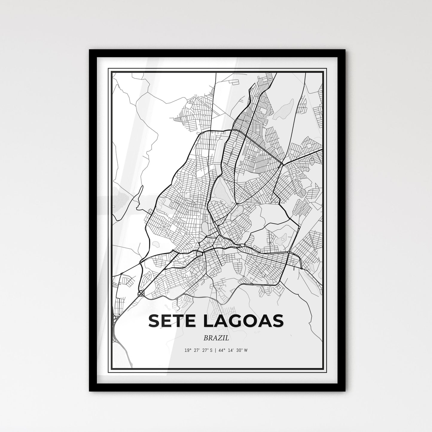 Sete Lagoas Brazil - Scandinavian Style City Map for Modern Home Decor