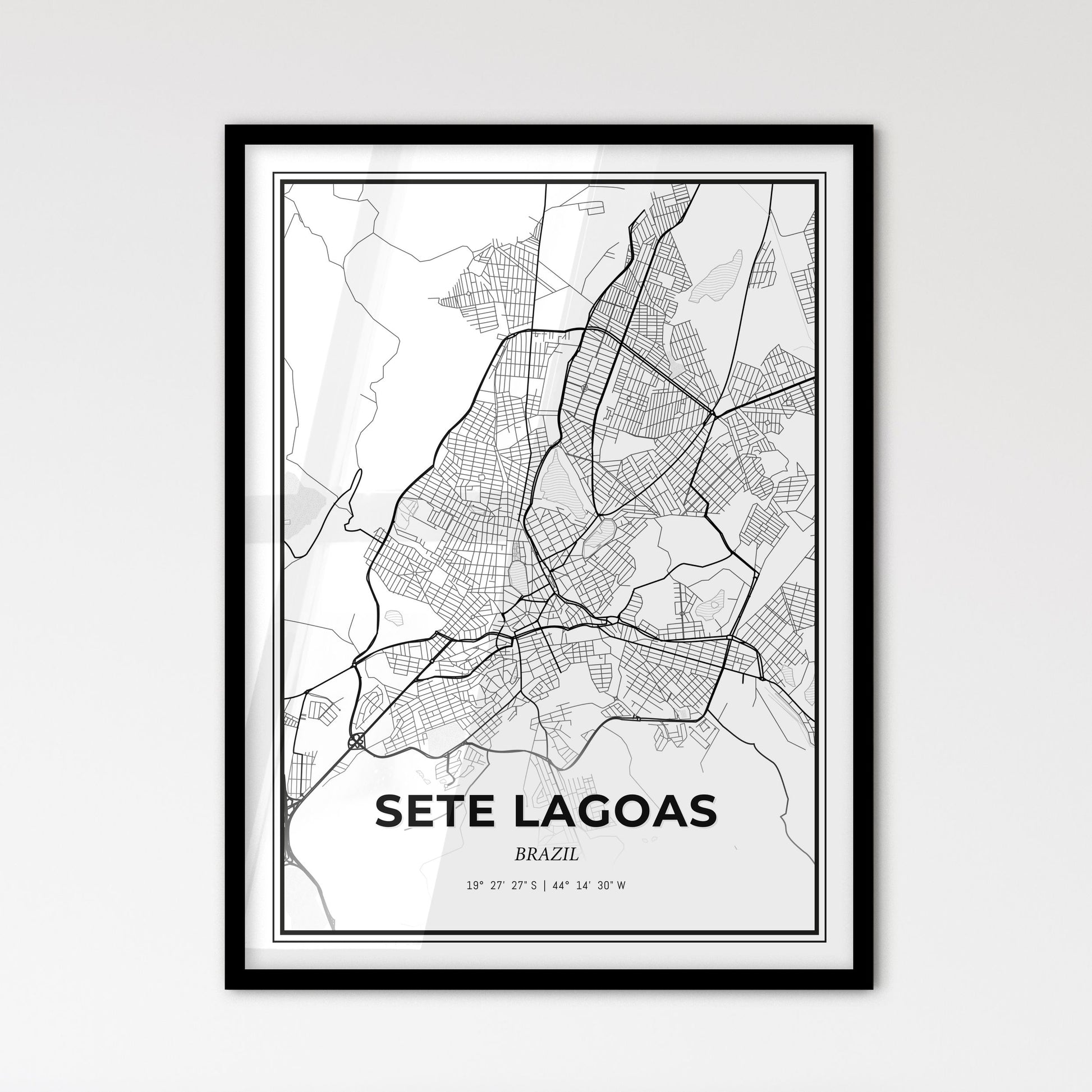 Sete Lagoas Brazil - Scandinavian Style City Map for Modern Home Decor