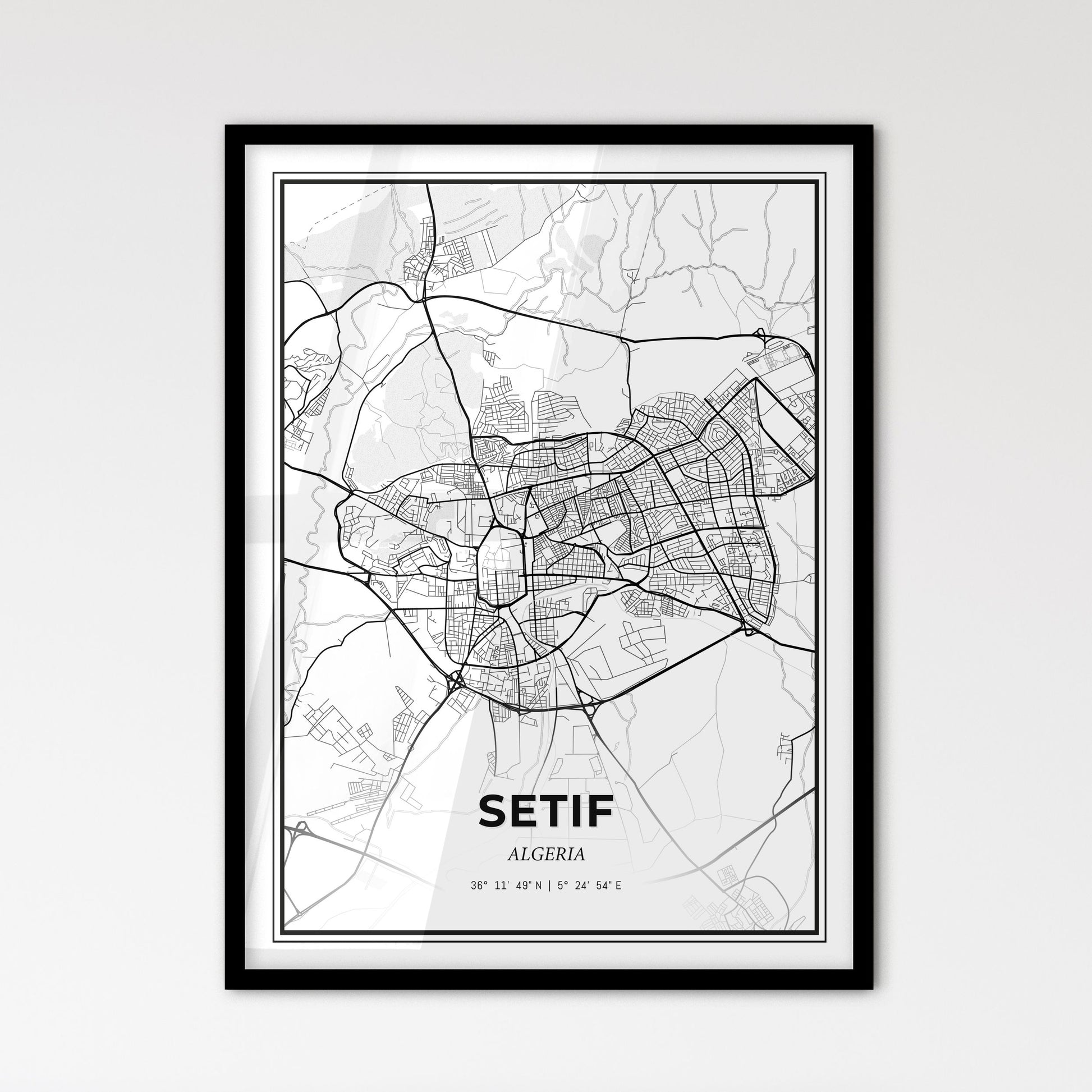 Setif Algeria - Scandinavian Style City Map for Modern Home Decor