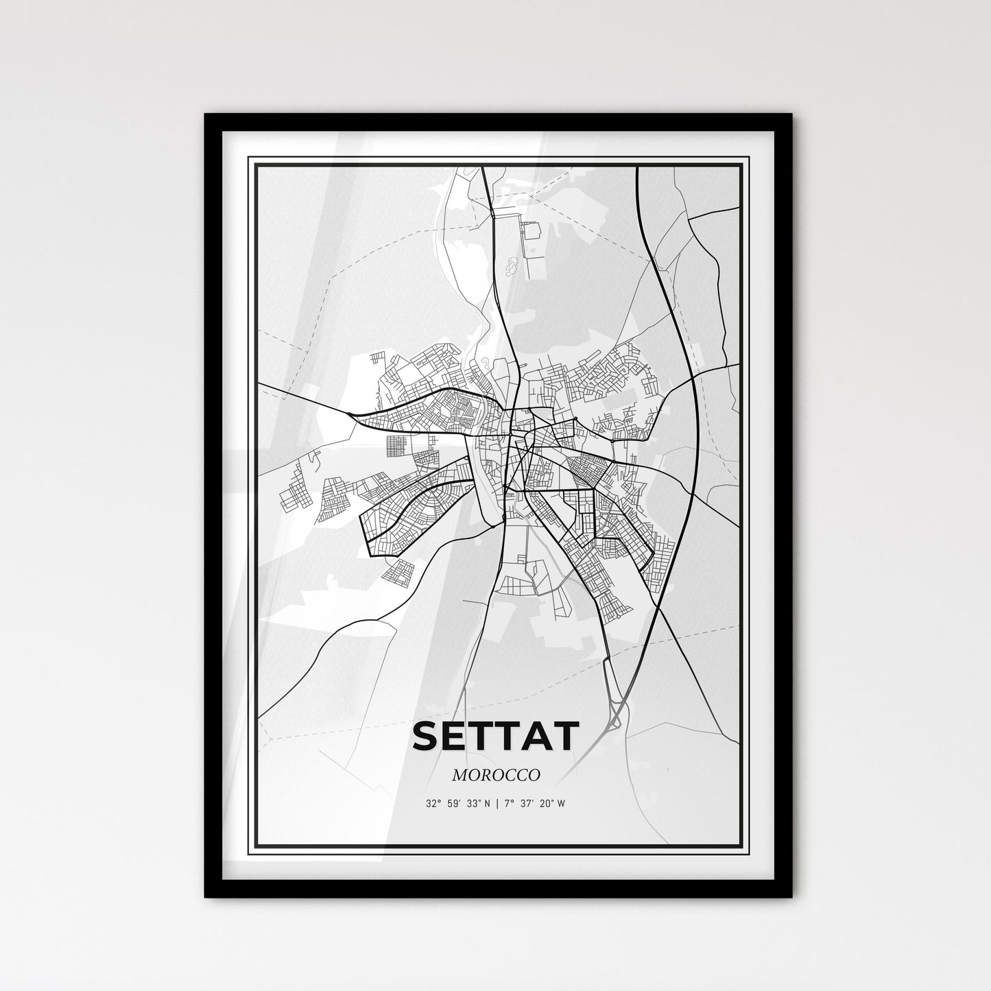 Settat Morocco - Scandinavian Style City Map for Modern Home Decor