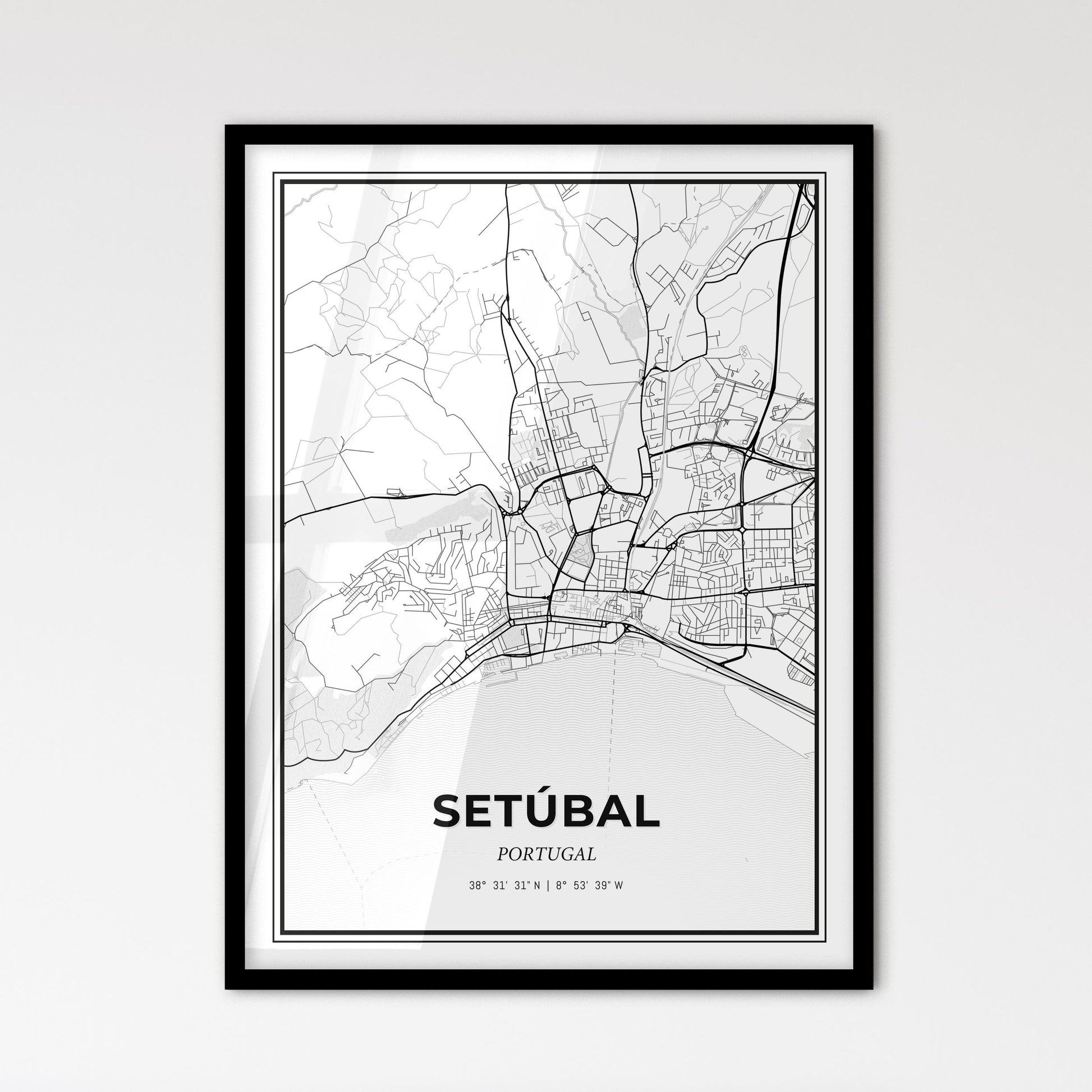 Setúbal Portugal - Scandinavian Style City Map for Modern Home Decor