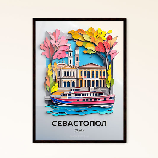 Vivid Sevastopol, Ukraine - a paper cut of a boat in front of a building