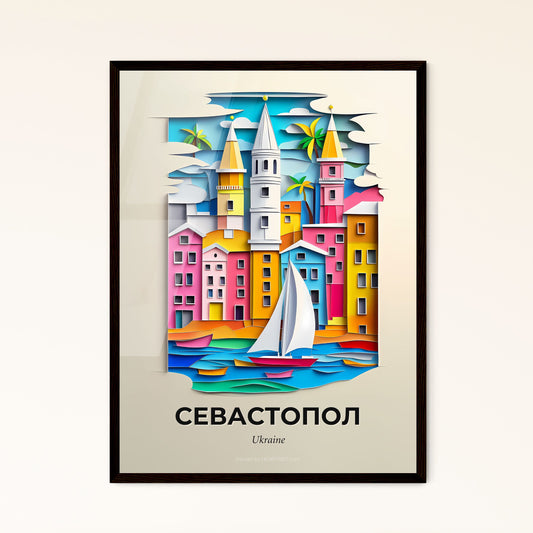 Vivid Sevastopol, Ukraine - a paper cut of a city with a sailboat