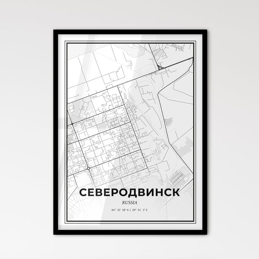 Severodvinsk Russia - Scandinavian Style City Map for Modern Home Decor