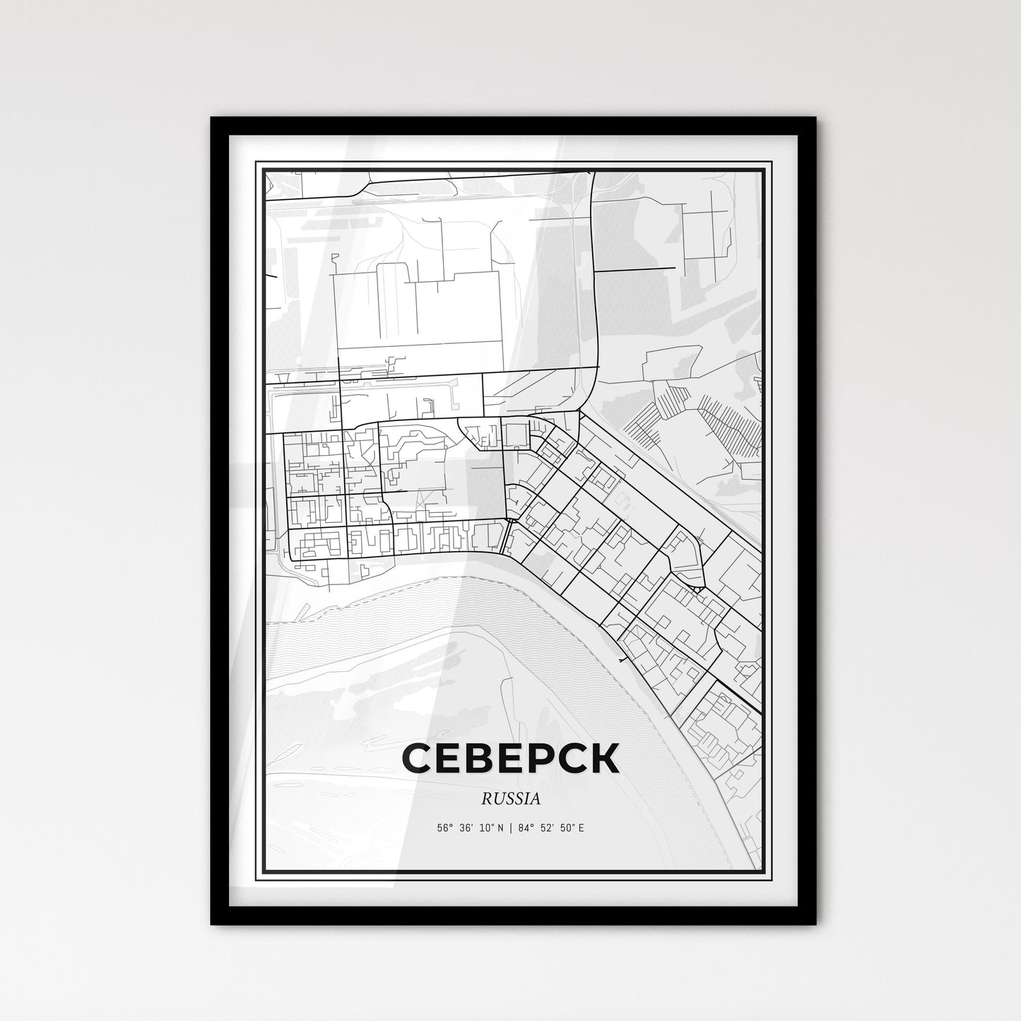 Seversk Russia - Scandinavian Style City Map for Modern Home Decor