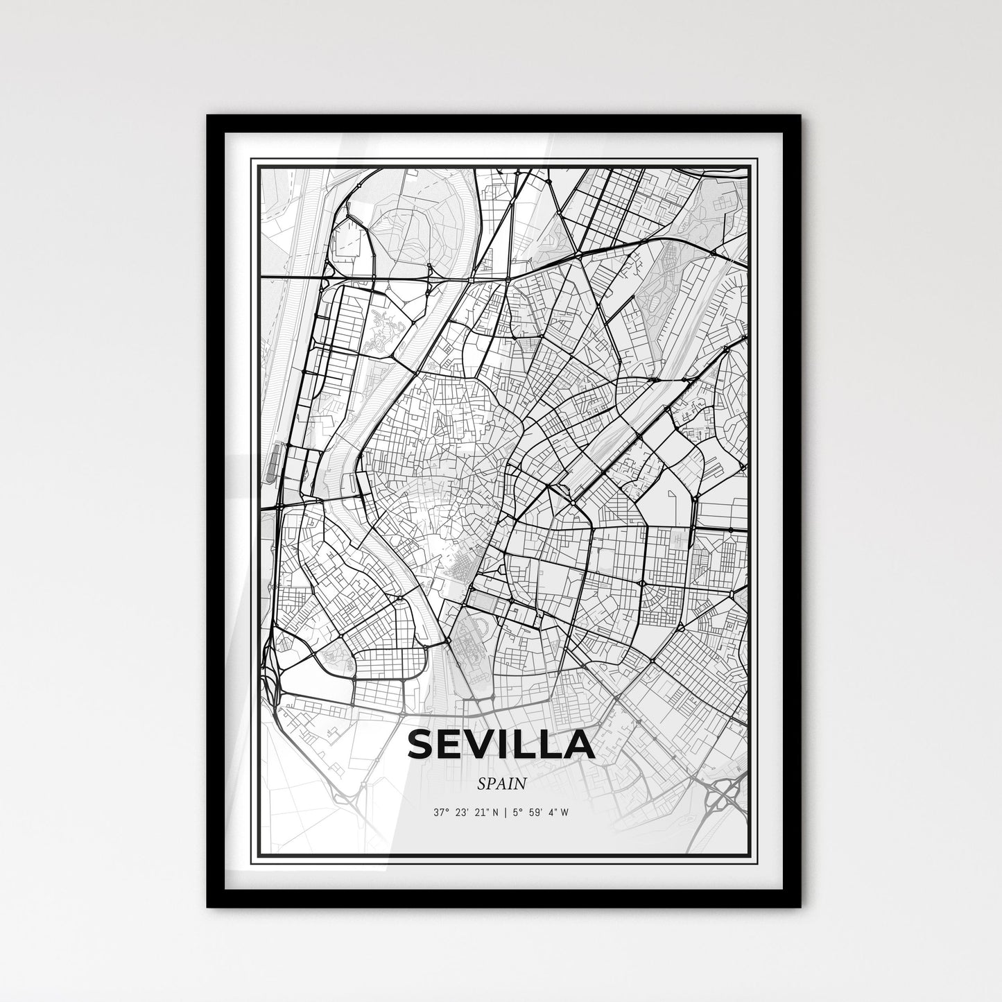 Sevilla Spain - Scandinavian Style City Map for Modern Home Decor