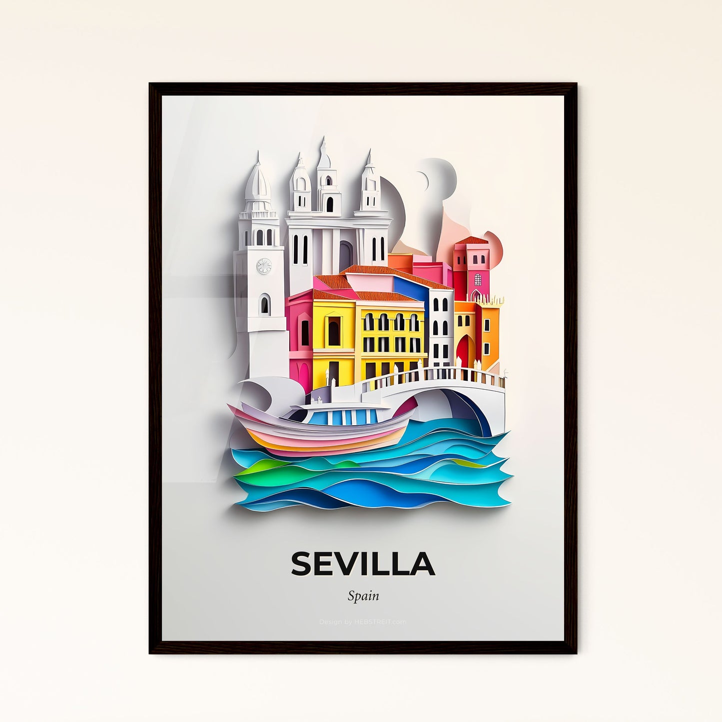 Vivid Sevilla, Spain - a paper cut of a boat in the water