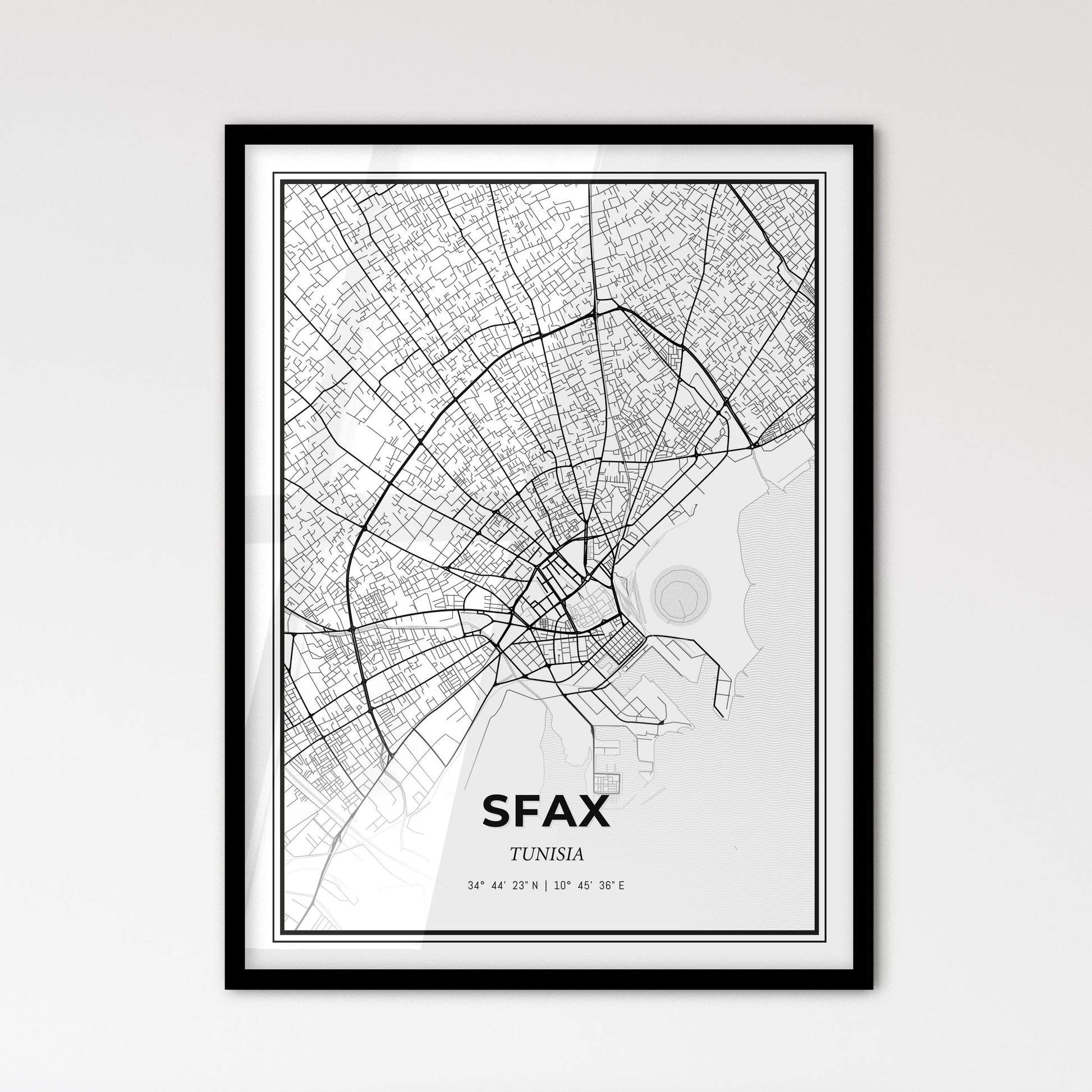 Sfax Tunisia - Scandinavian Style City Map for Modern Home Decor