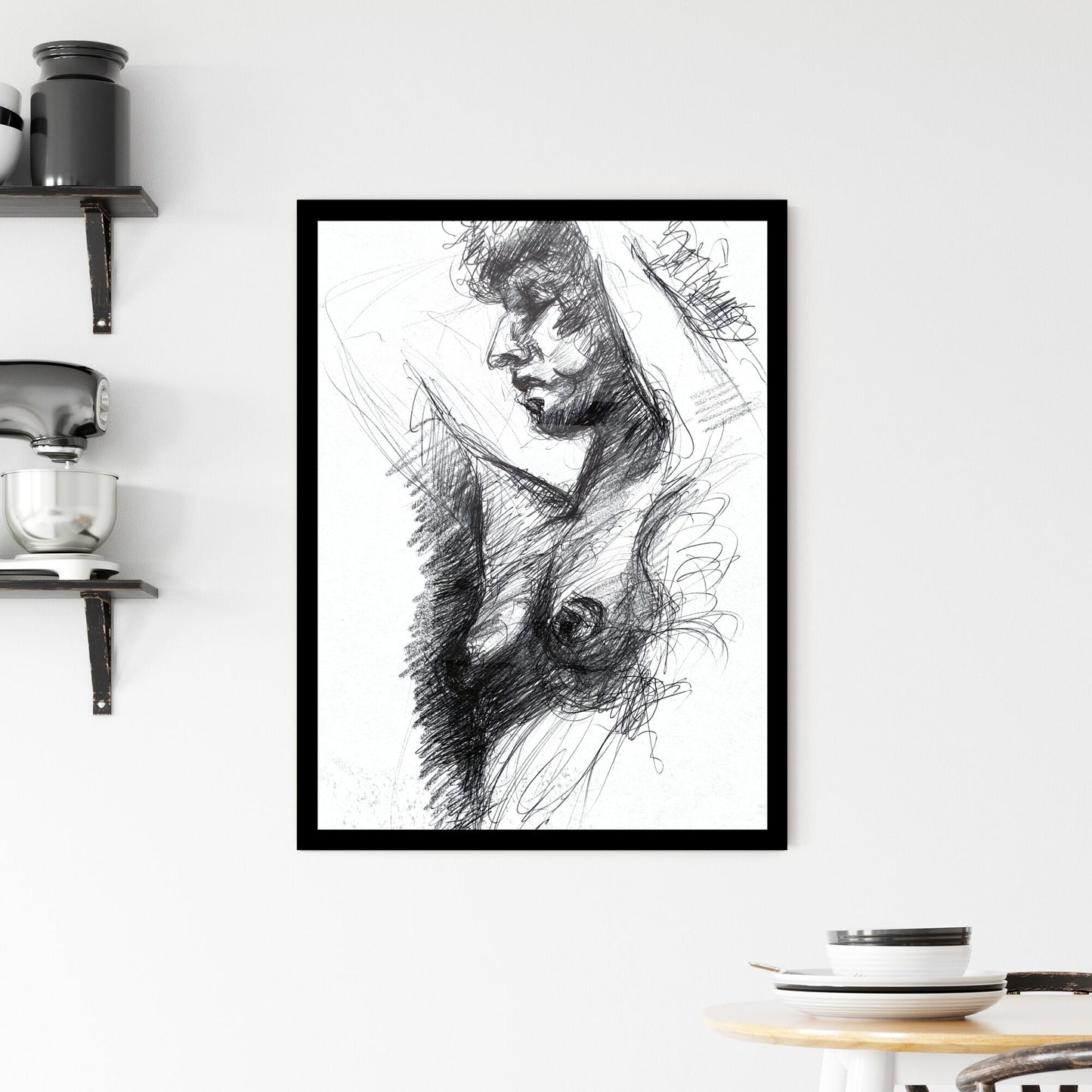 Shadows of Essence: A Study in Fragile Form and Emotion Framed Print