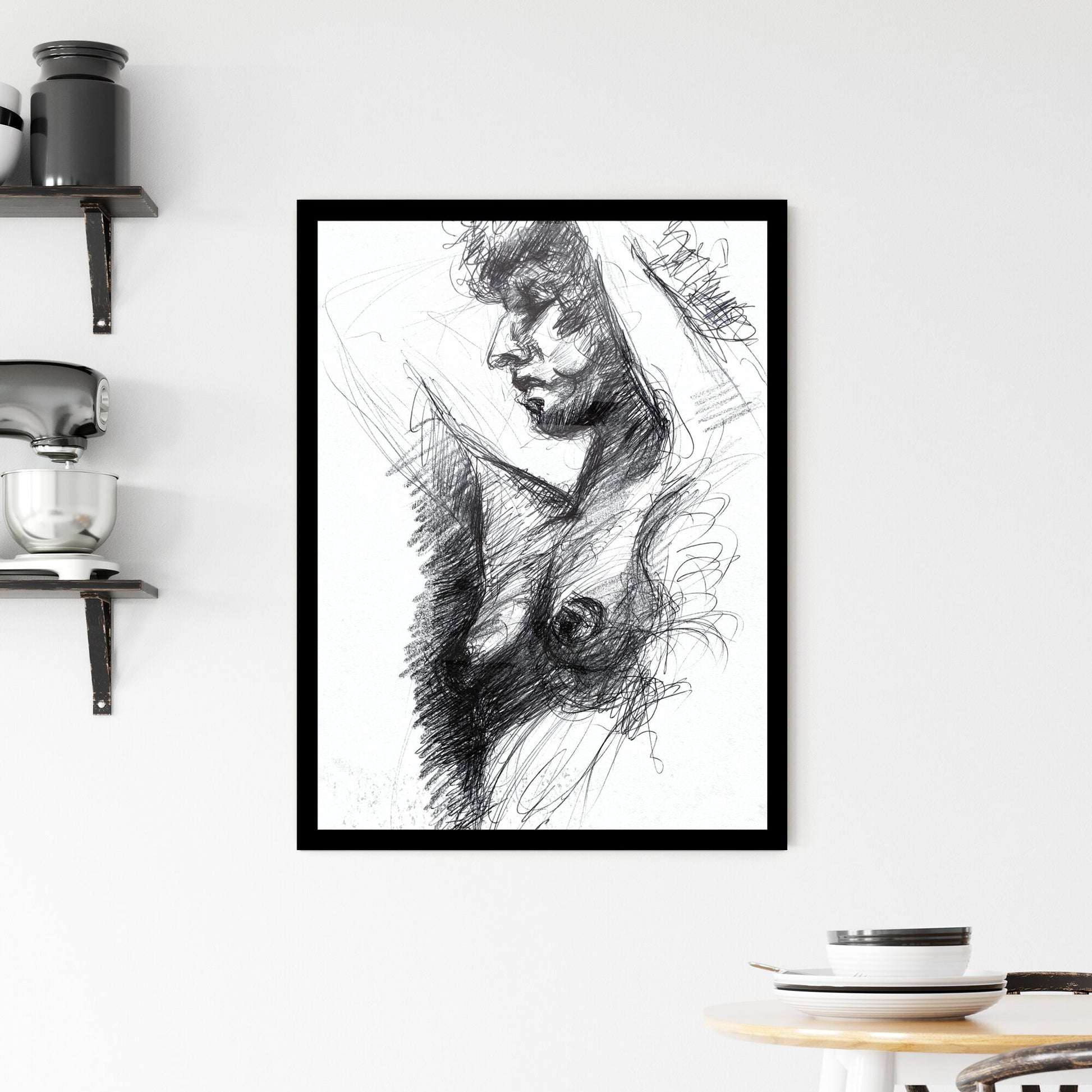 Shadows of Essence: A Study in Fragile Form and Emotion Framed Print