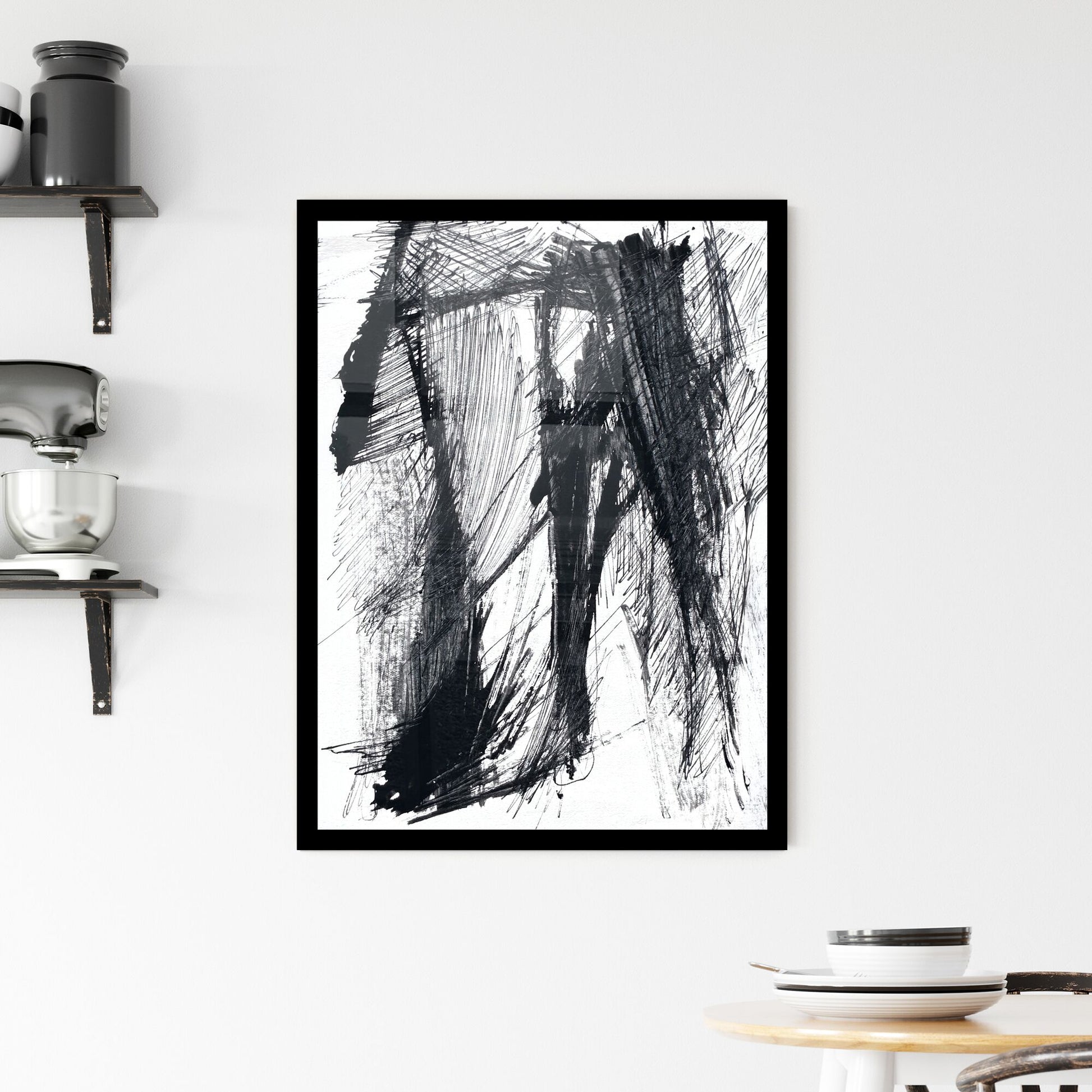 Shadows of Motion: A Dance in Monochrome Textures Framed Print