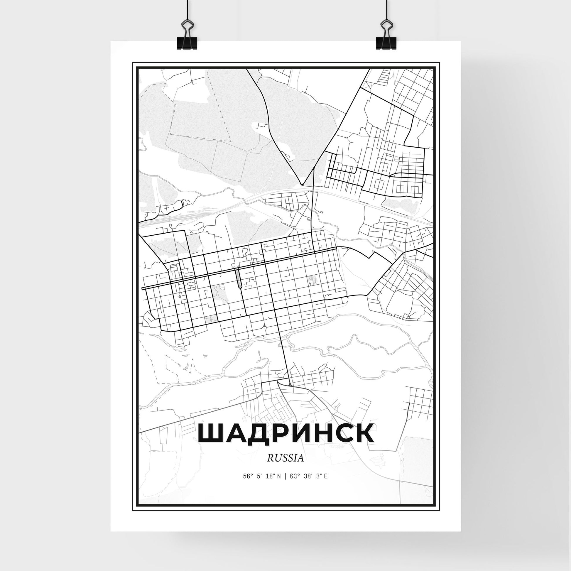 Shadrinsk Russia - Premium City Map Poster