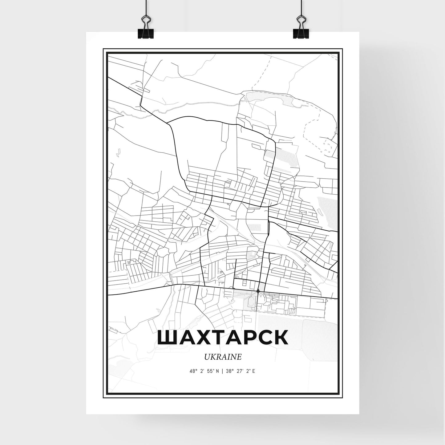 Shakhtarsk Ukraine - Premium City Map Poster