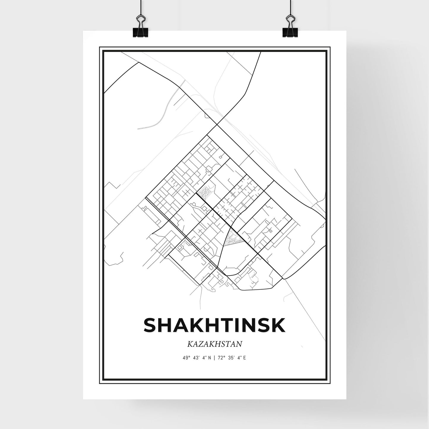 Shakhtinsk Kazakhstan - Premium City Map Poster