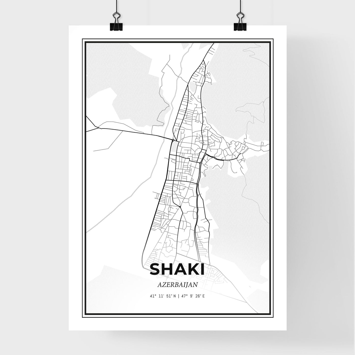 Shaki Azerbaijan - Premium City Map Poster