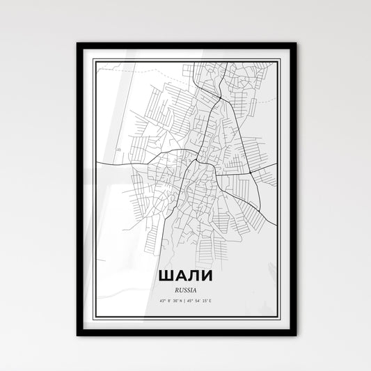 Shali Russia - Scandinavian Style City Map for Modern Home Decor