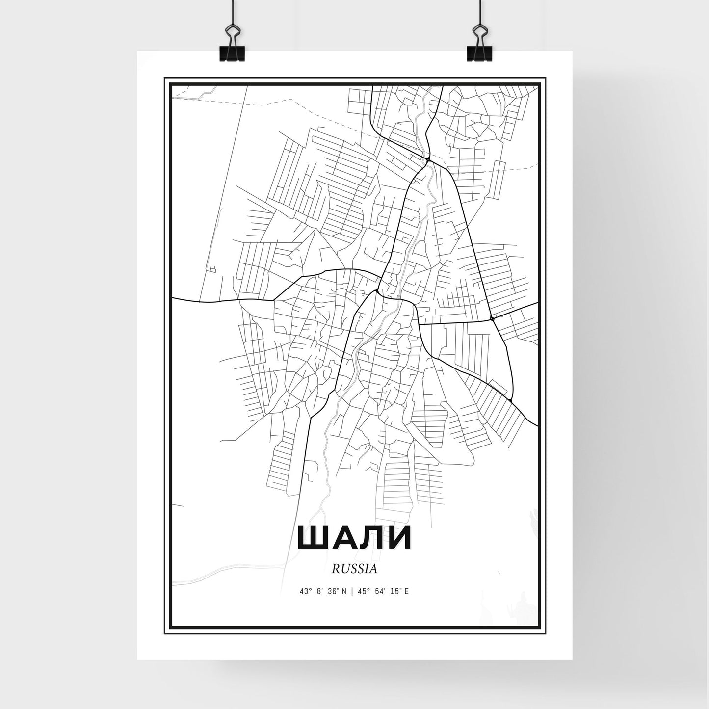 Shali Russia - Premium City Map Poster