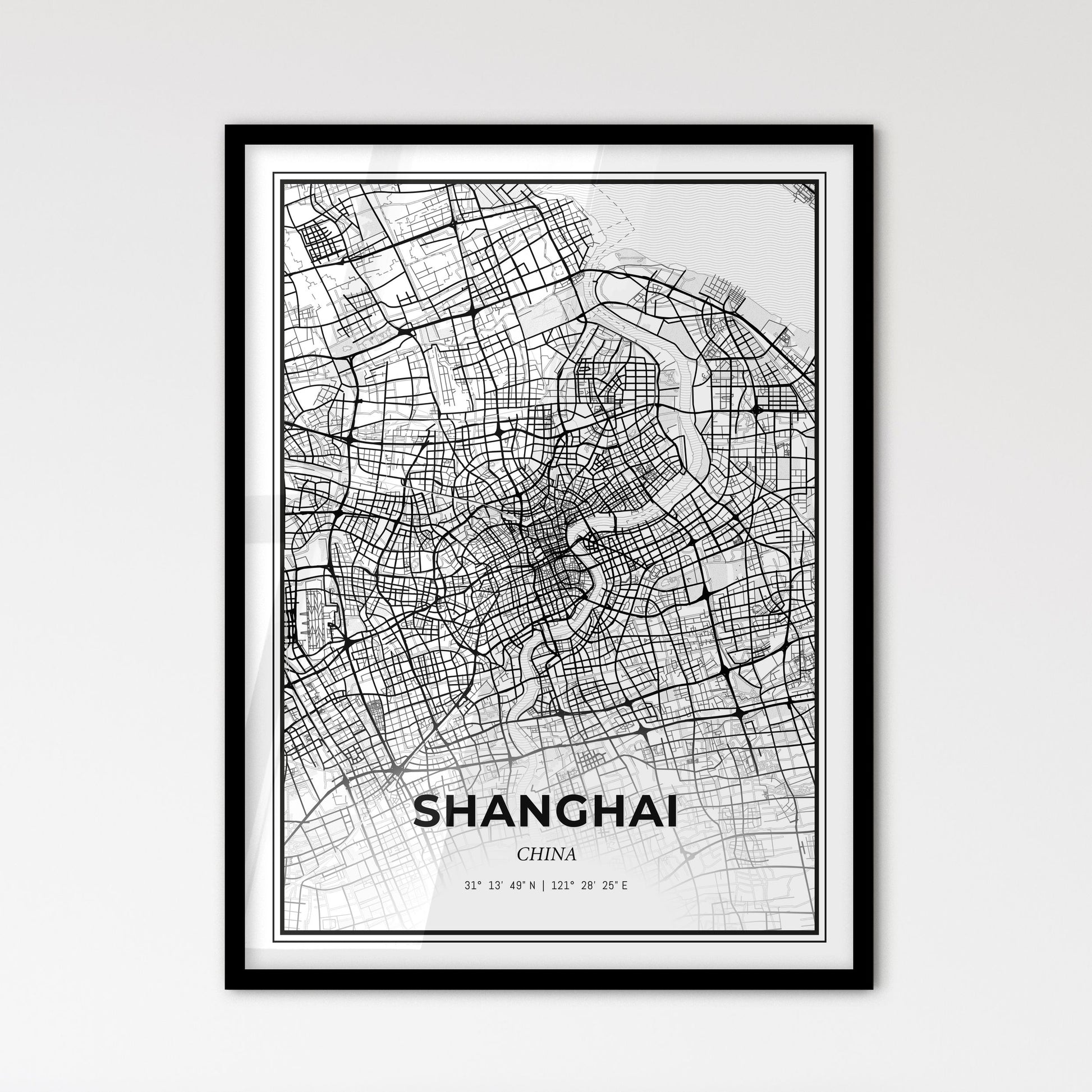 Shanghai China - Scandinavian Style City Map for Modern Home Decor