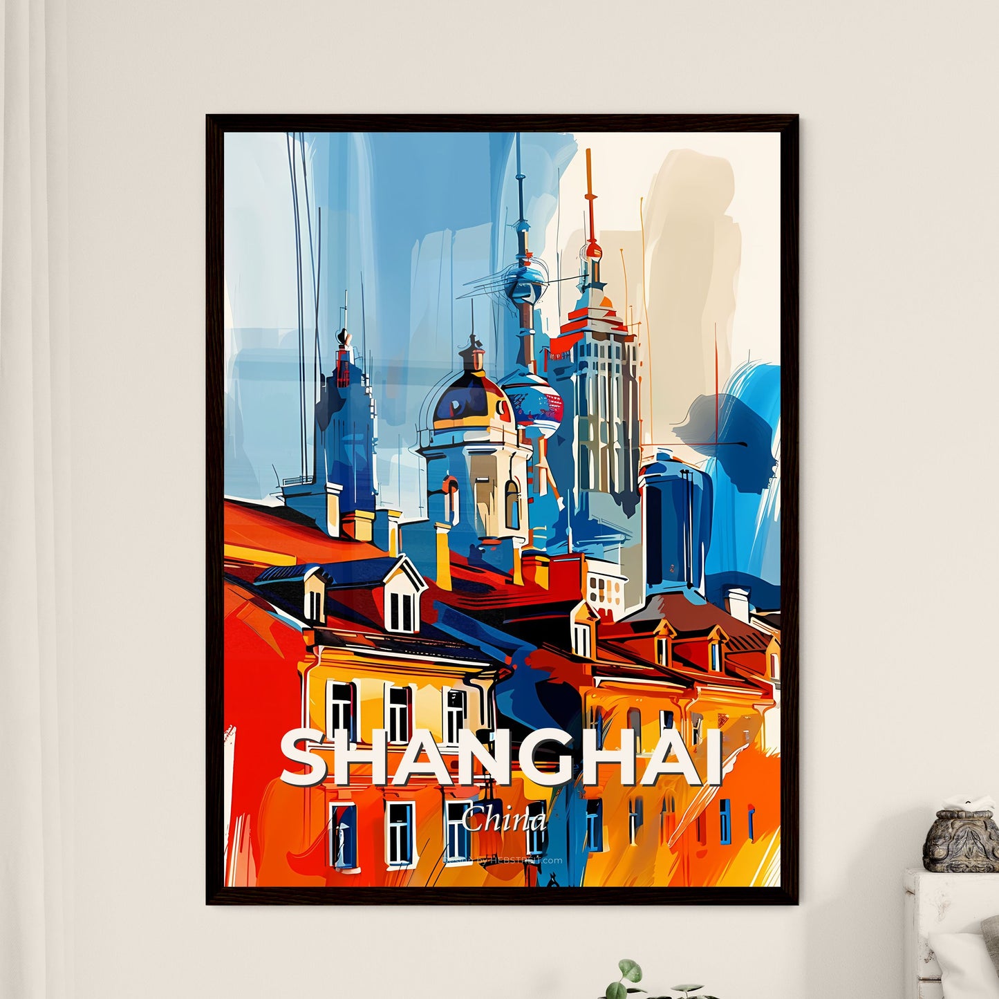 Vibrant Shanghai, China - A Colorful Cityscape With Buildings And Towers